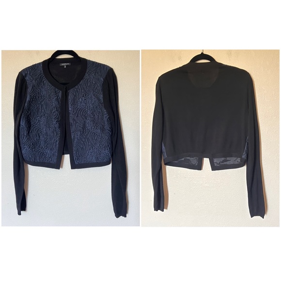 Lafayette 148 Wool Metallic Jacquard Knit Floral Cardigan Jacket Topper Medium - Picture 4 of 12